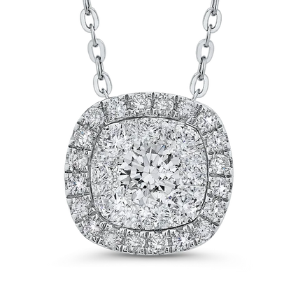 Round Diamond Cushion Shape Halo Pendant