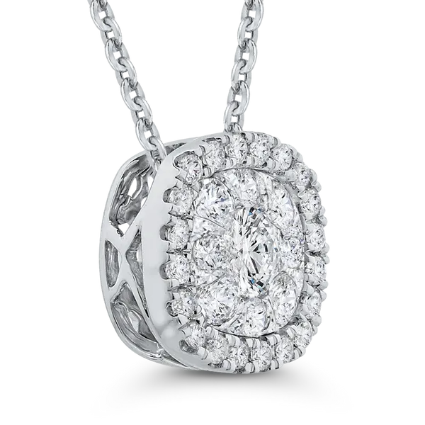 Round Diamond Cushion Shape Halo Pendant
