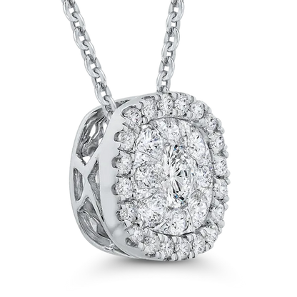 Round Diamond Cushion Shape Halo Pendant